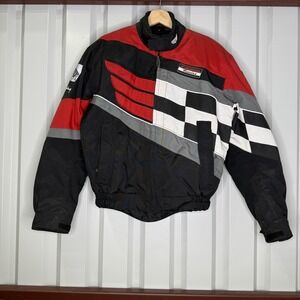 VINTAGE Honda Rider Collection Motorcycle Jacket Mens Small Black Red Racing 90s